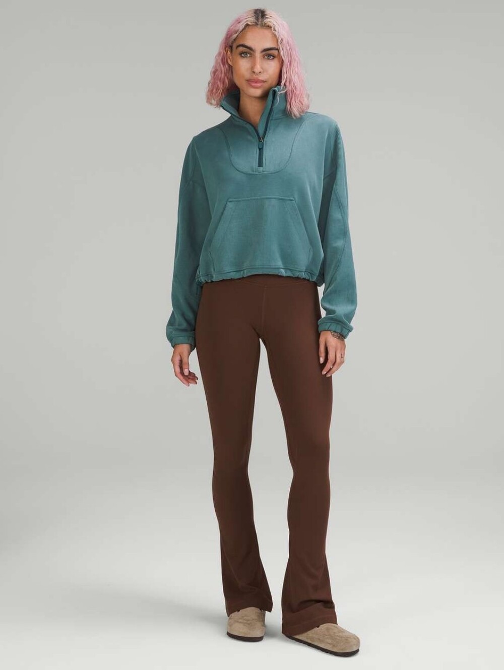 Lululemon Brushed Softstreme Ribbed Half Zip In Green Jasper 10 - Picture 6 of 14